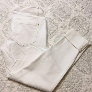 Celebrity pink White denim capris